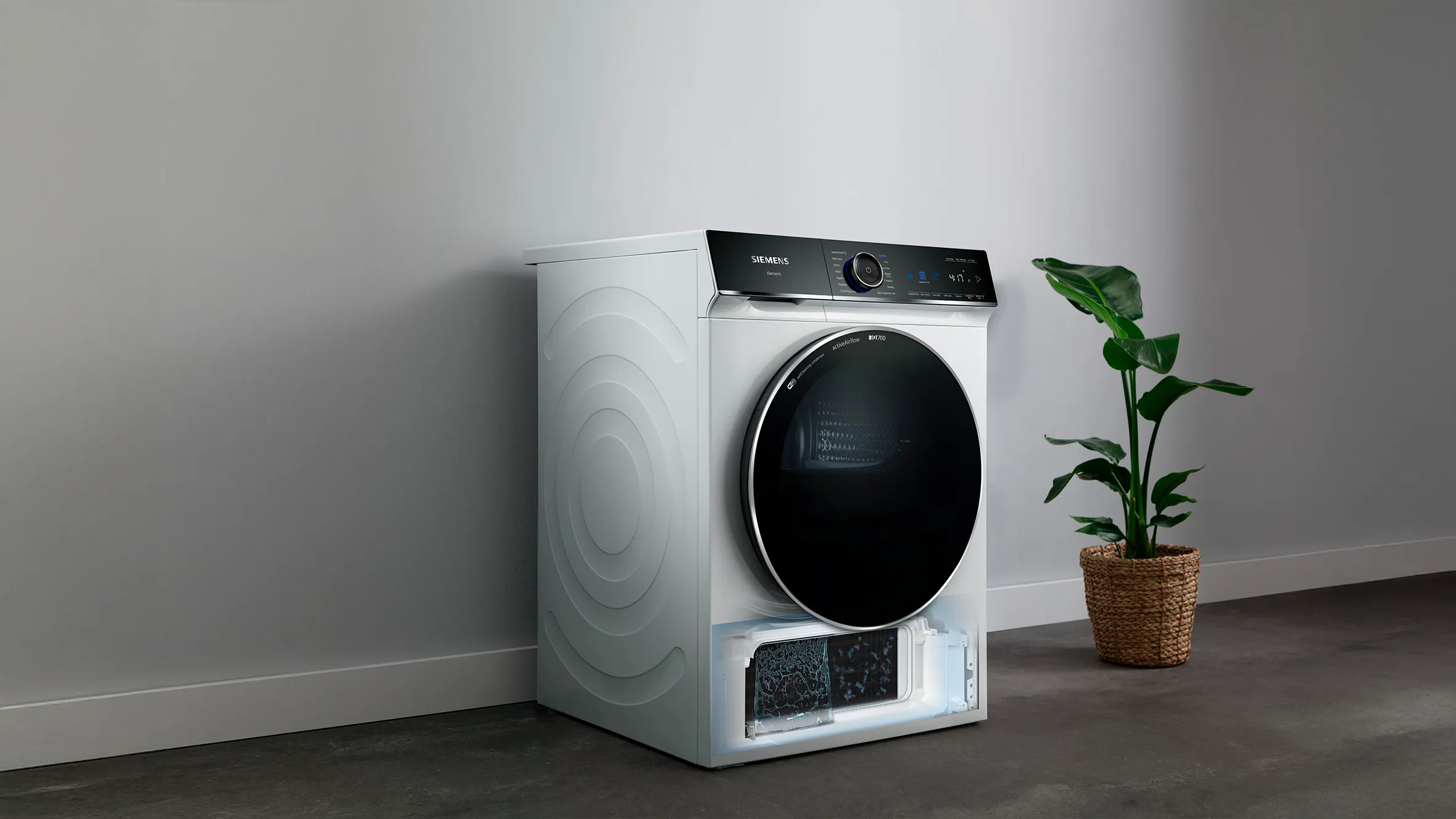 dryer in a modern house against a wall