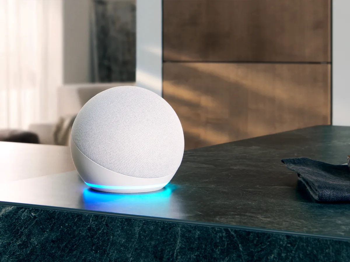 Amazon Alexa on kitchen countertop