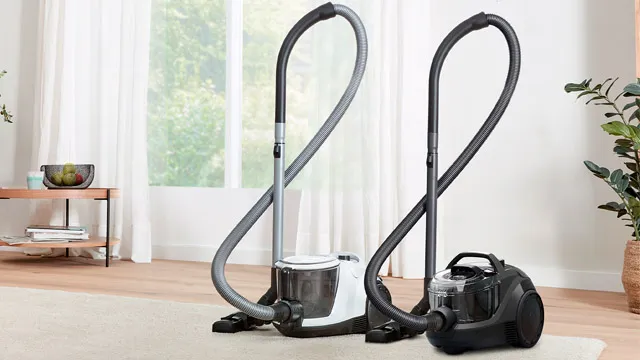 Bagless vacuum cleaners in a bright living room