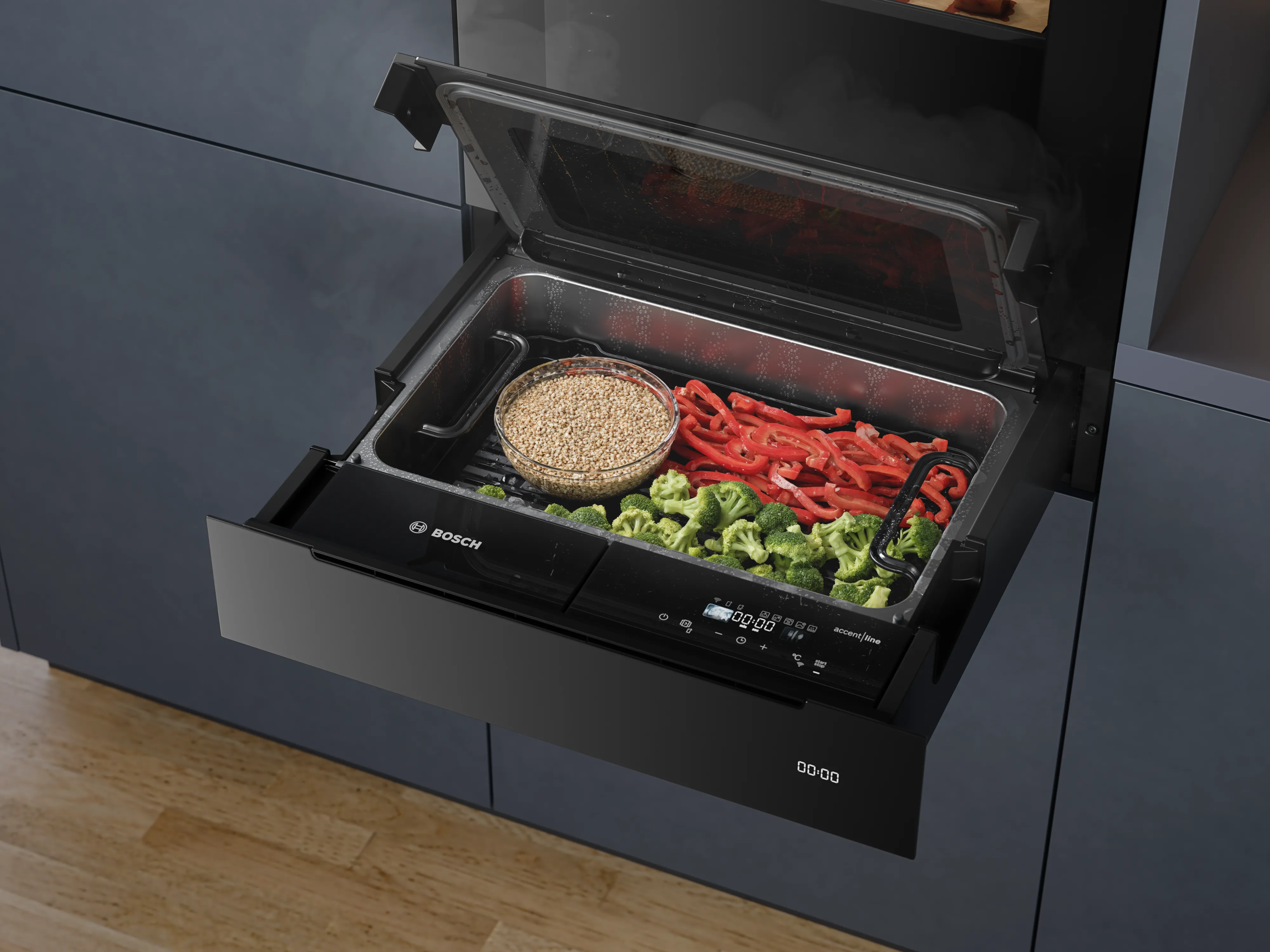 Bosch stoomlade direct onder een oven 
