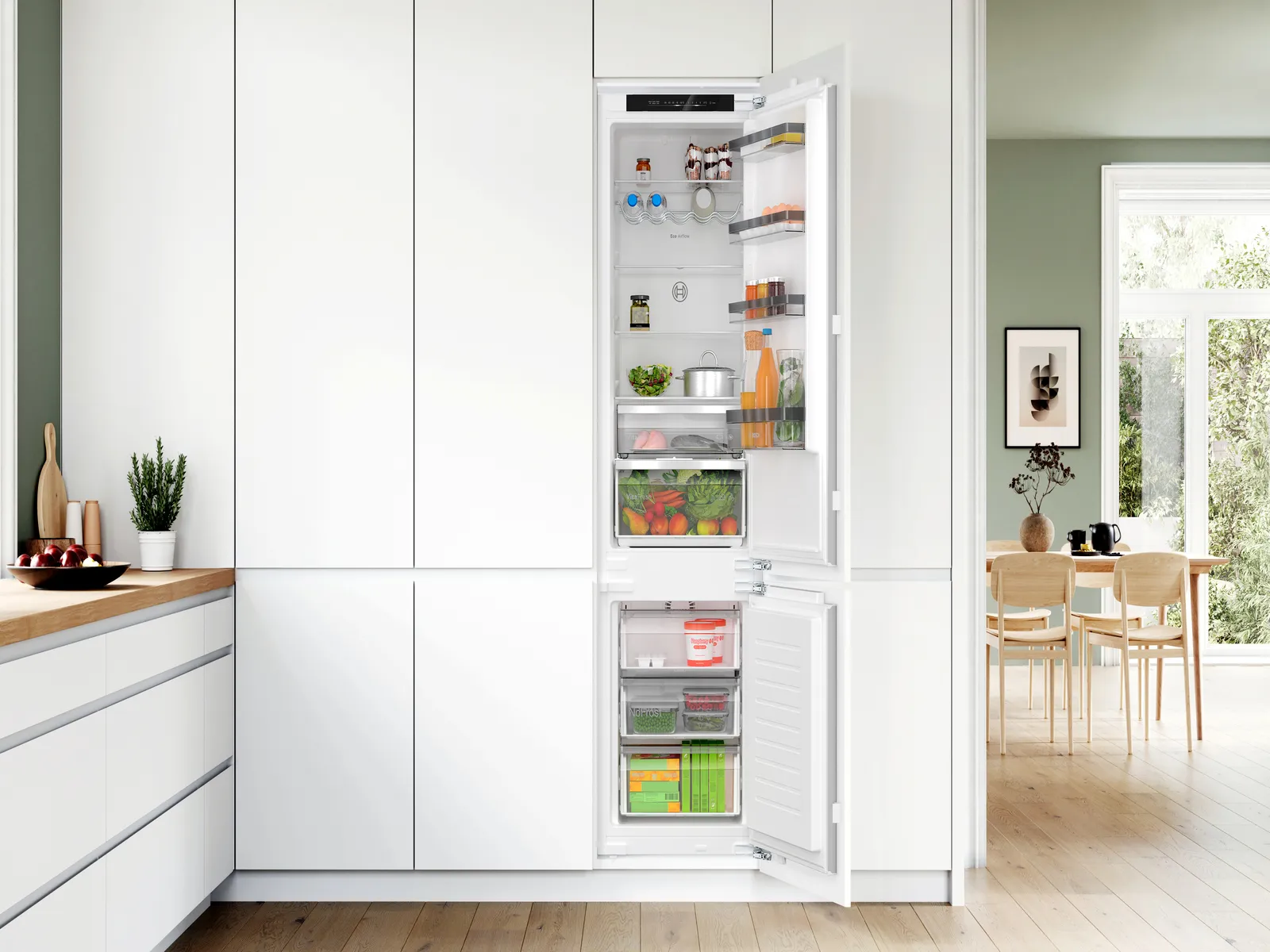 Built in open fridge freezer