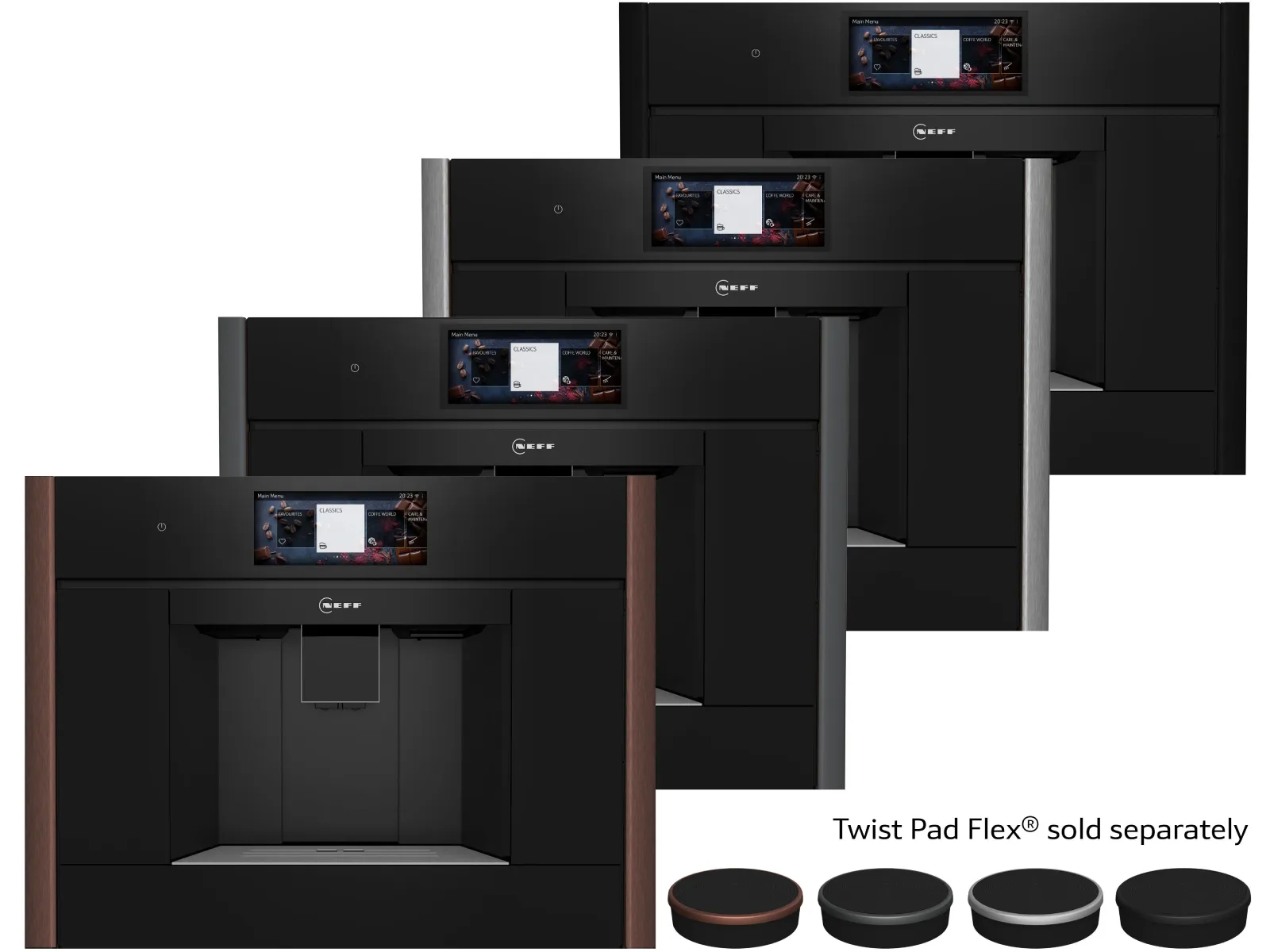 Flex Design - austauschbare Lisenen und Griffe am Kaffeevollautomaten