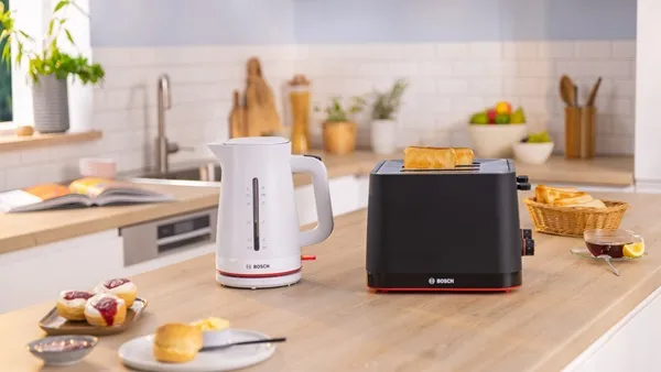 Bosch kettle and toaster set on kitchen counter