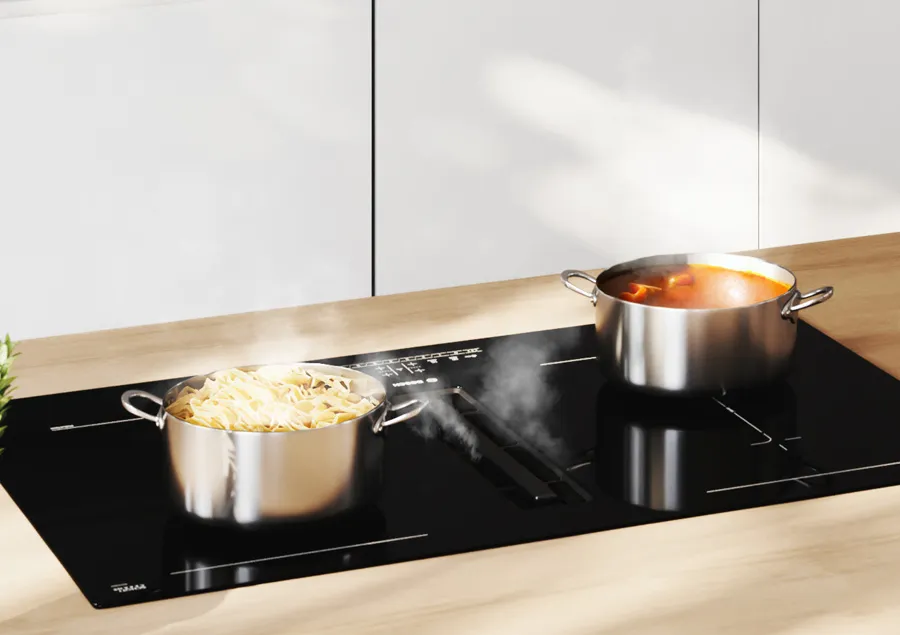 Kitchen setting with Bosch appliances.