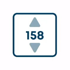 Symbol für die Gerätehöhe von 158 cm.