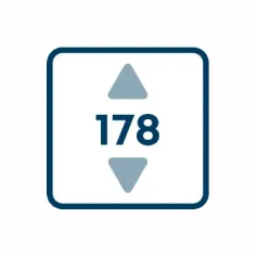 Symbol für die Gerätehöhe von 178 cm.