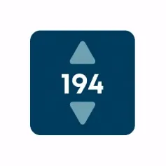 Symbol für die Gerätehöhe von 194 cm.