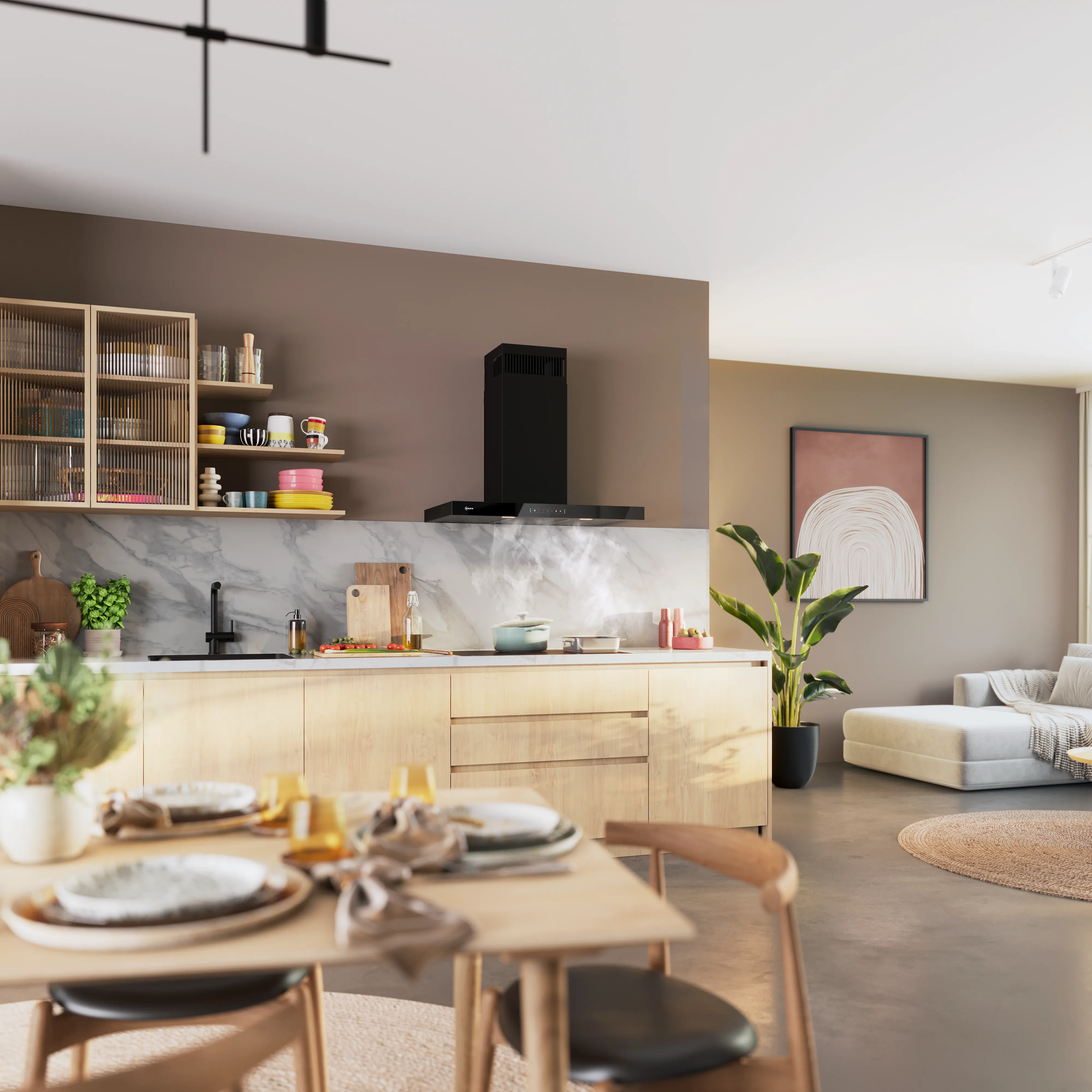 Leise Wandesse im Boxdesign integriert in Küche