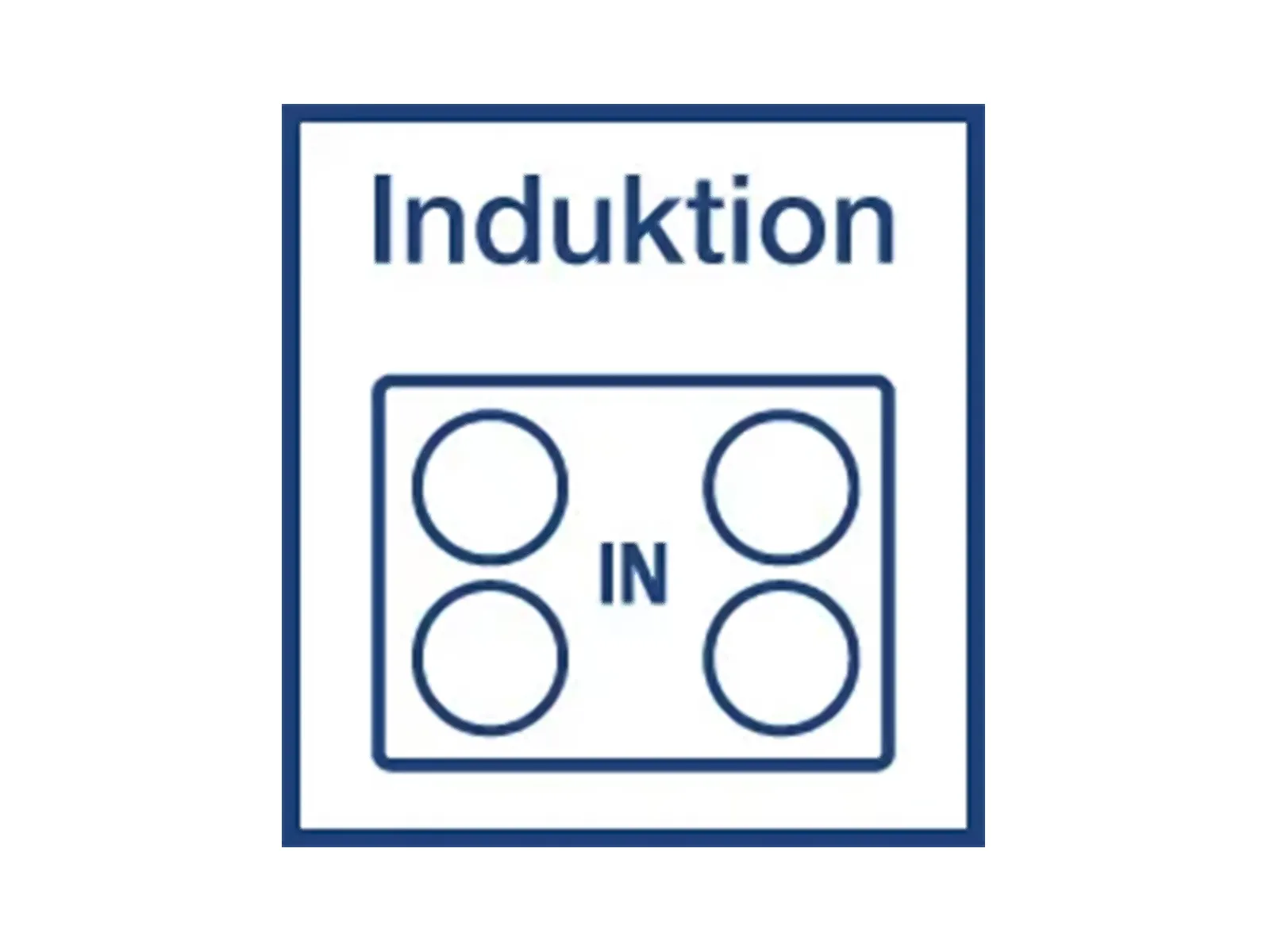Induktionskochfeld-Symbol mit vier runden Kochfeldern und dem Wort "Induktion" darüber, das auf eine Induktionskochfunktion hinweist.