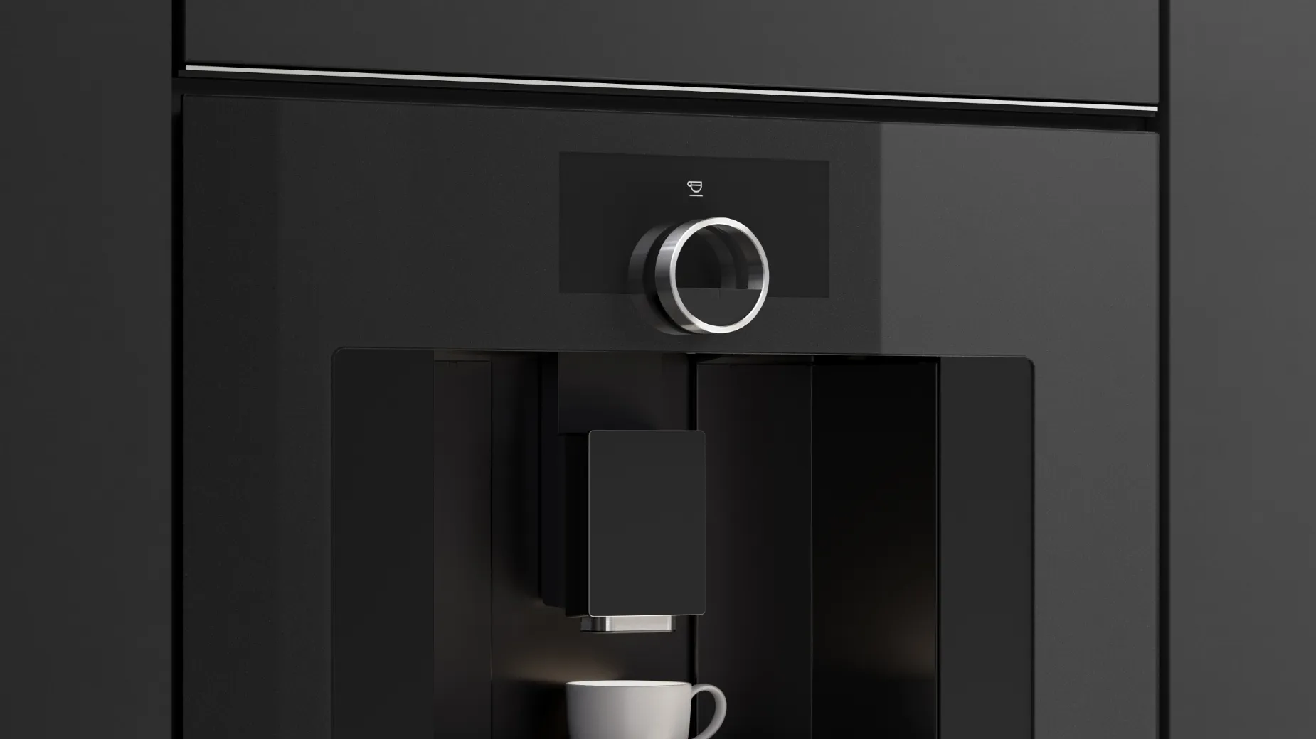 Close-up of a Gaggenau Minimalistic series fully automatic coffee machine
