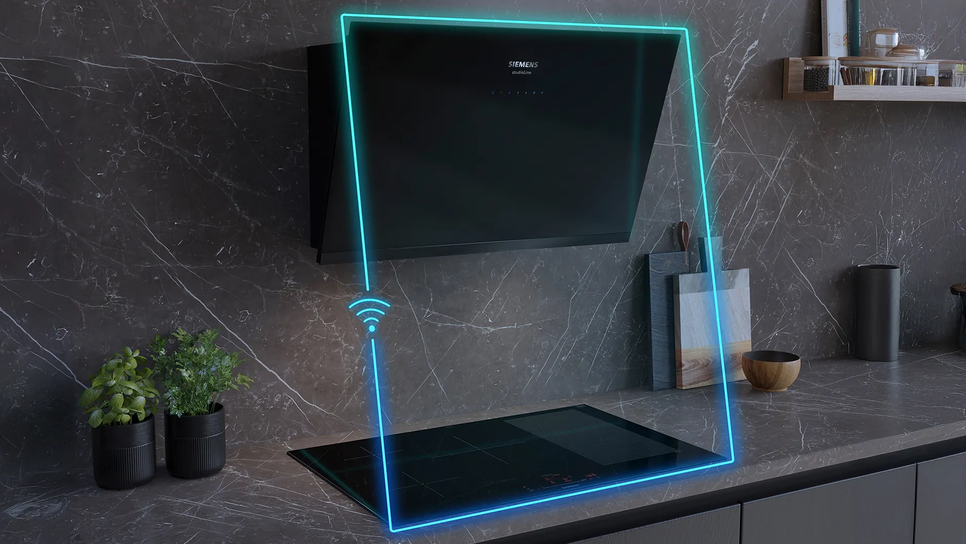 Hob and hood with Home connect illustration
