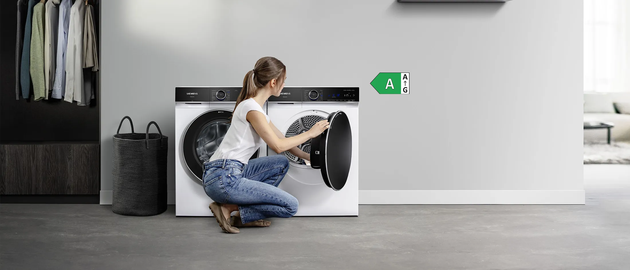 Frontansicht eines iQ700 Siemens Trockners.