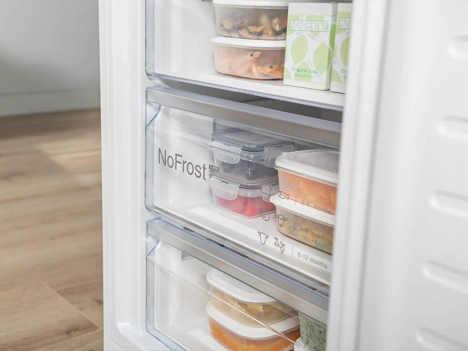 No frost freezer with open door