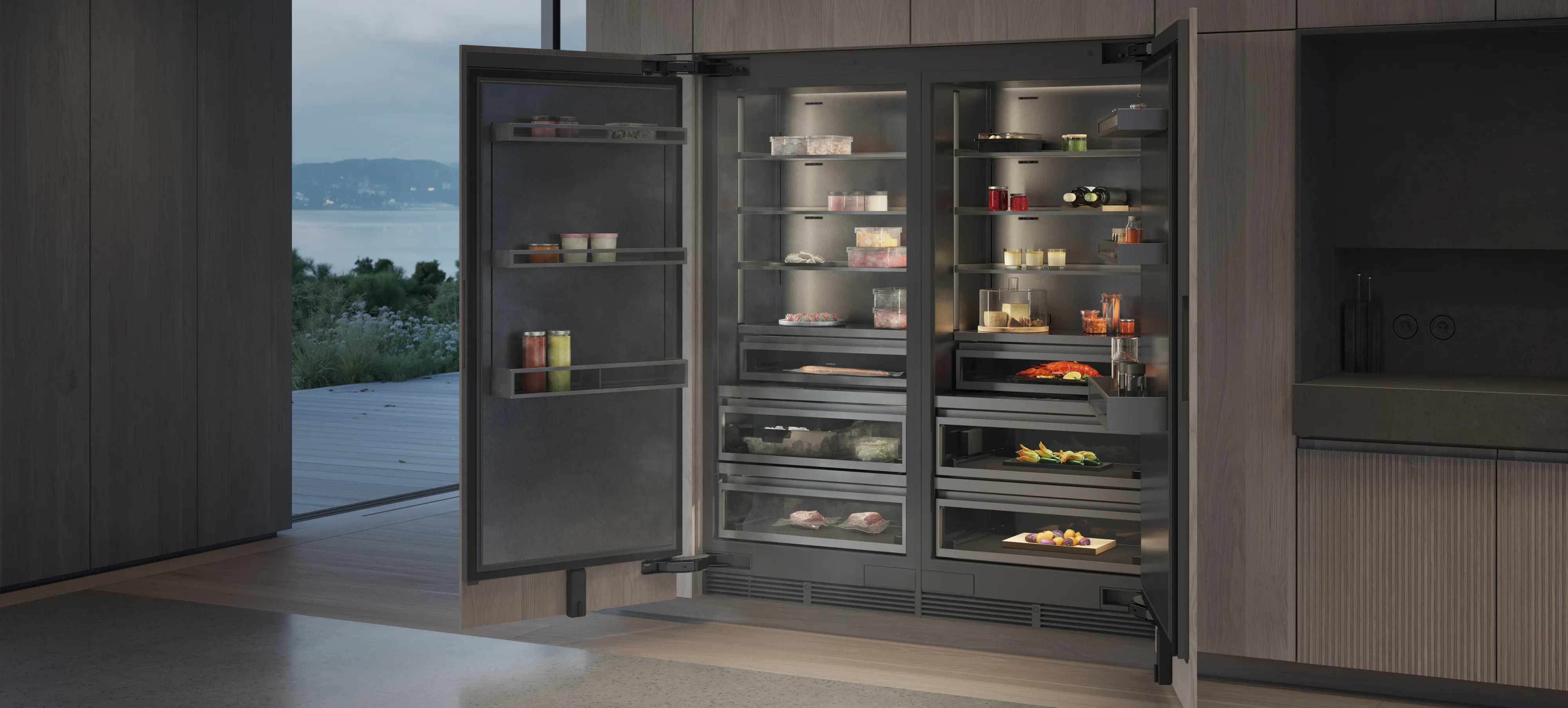 En kyl och frys från Gaggenau Vario cooling expressive series i ett lyxigt kök