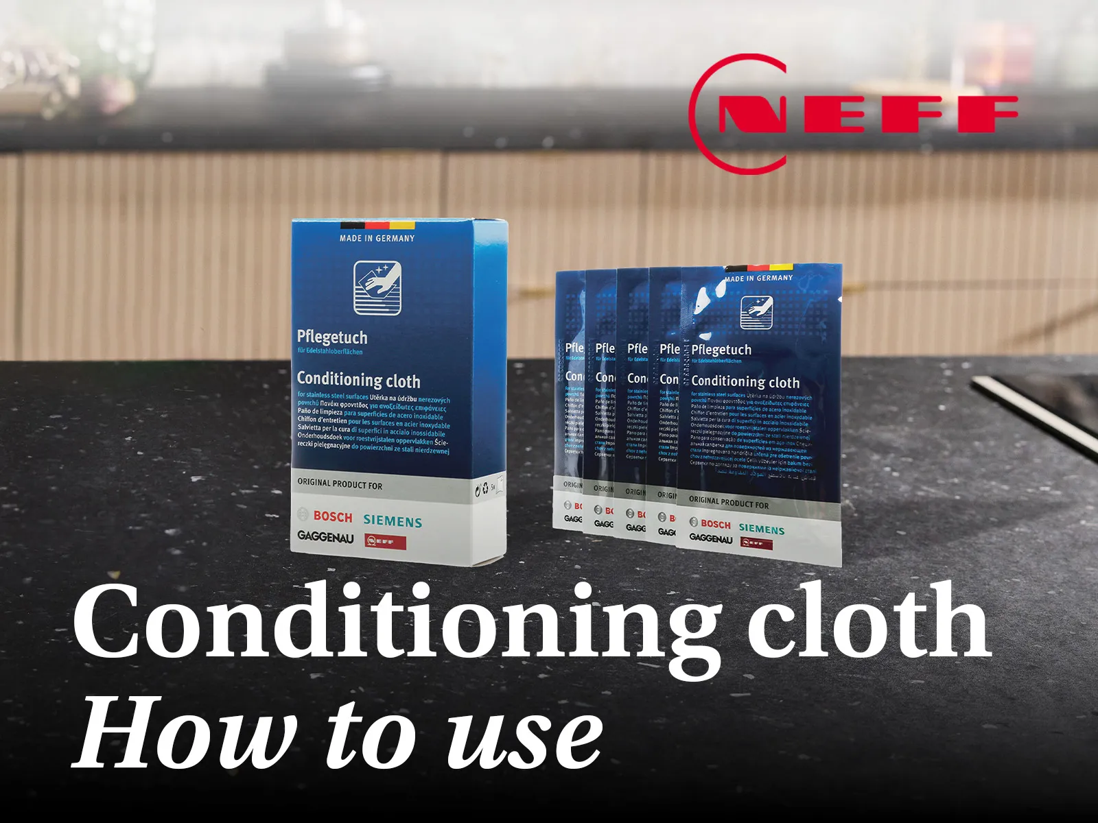 Vidéo montrant comment utiliser les chiffons d'entretien sur toutes les surfaces en acier inoxydable de tous les appareils Neff.