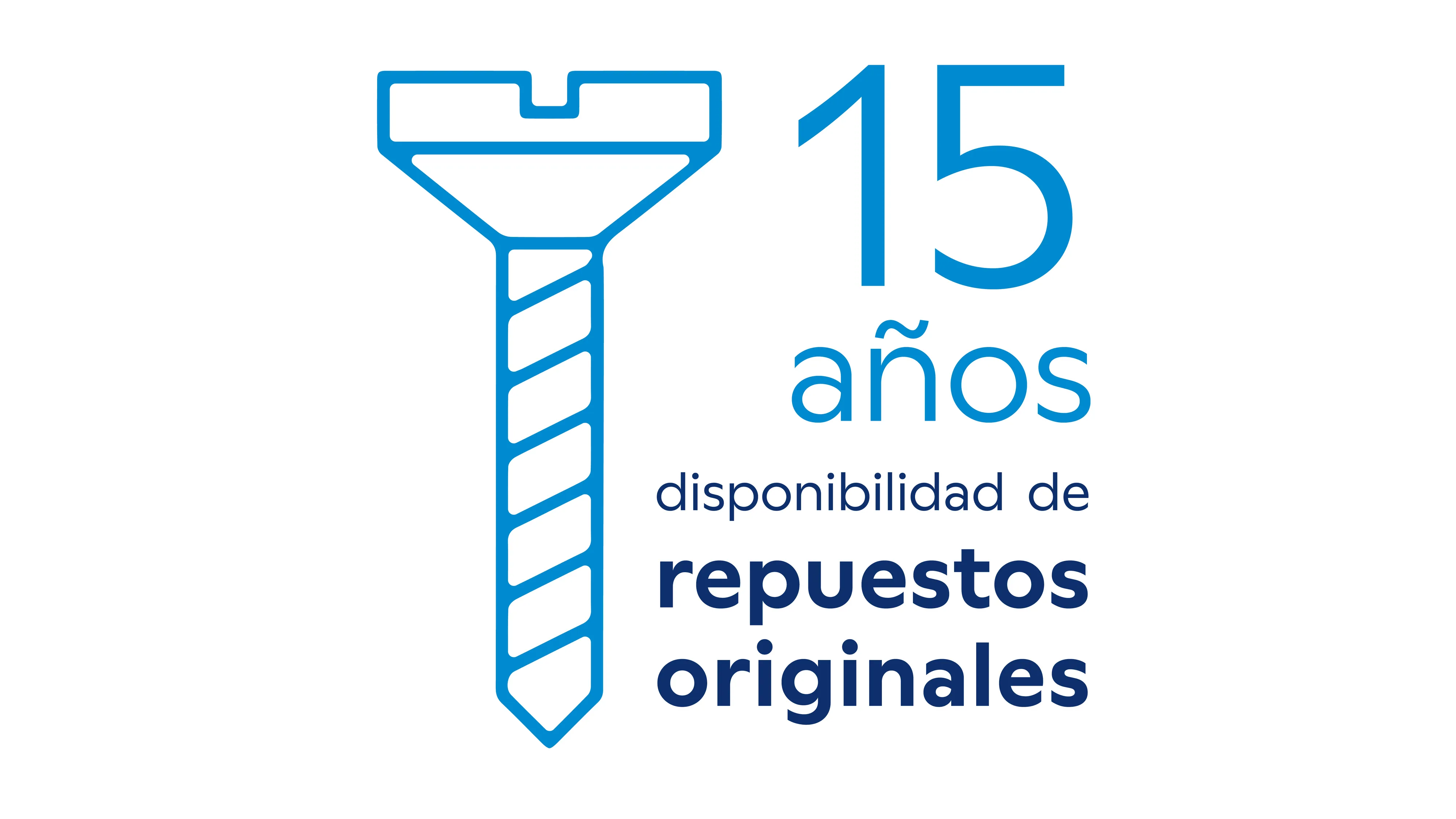 alt-Icono de tornillo con texto “15 años disponibilidad de repuestos originales”.