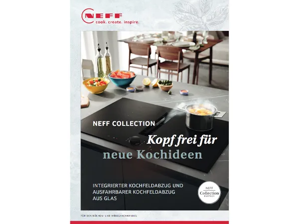 Planungsbroschüre für den integrierten Kochfeldabzug und den ausfahrbaren Dunstabzug aus Glas