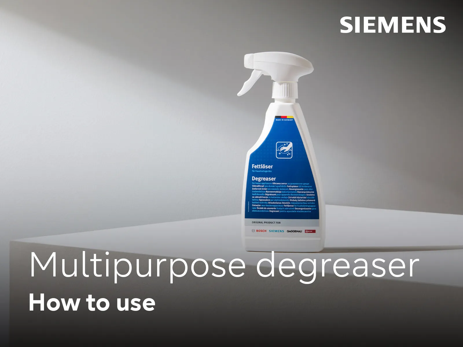 Video, jossa näytetään, miten ja missä Siemensin rasvanpoistajaa käytetään keittiössä