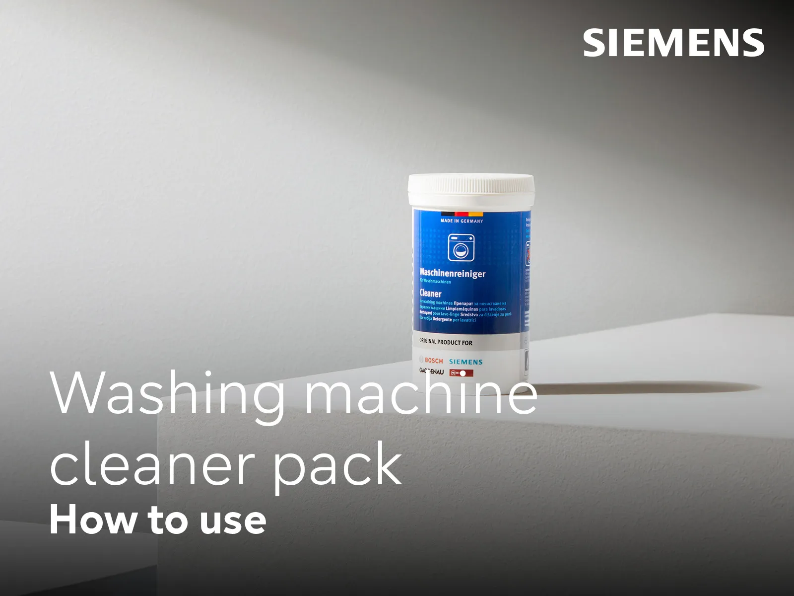 Video som förklarar hur du använder tvättmaskinsrengöring från Siemens