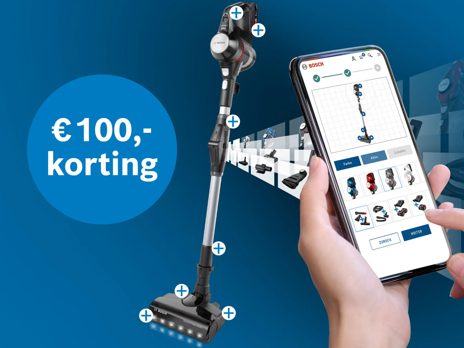 Unlimited steelstofzuiger zichtbaar met 100 euro korting sticker. 