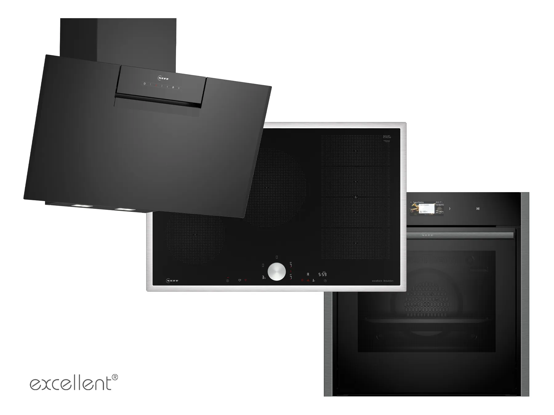 NEFF Kochfeld, Dunstabzugshaube und Backofen der excellent® Serie