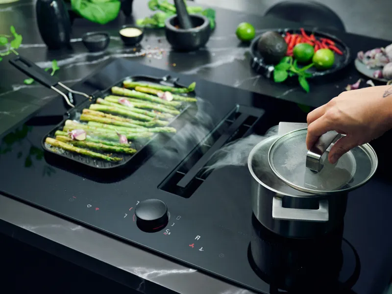 venting hob with powerful extraction