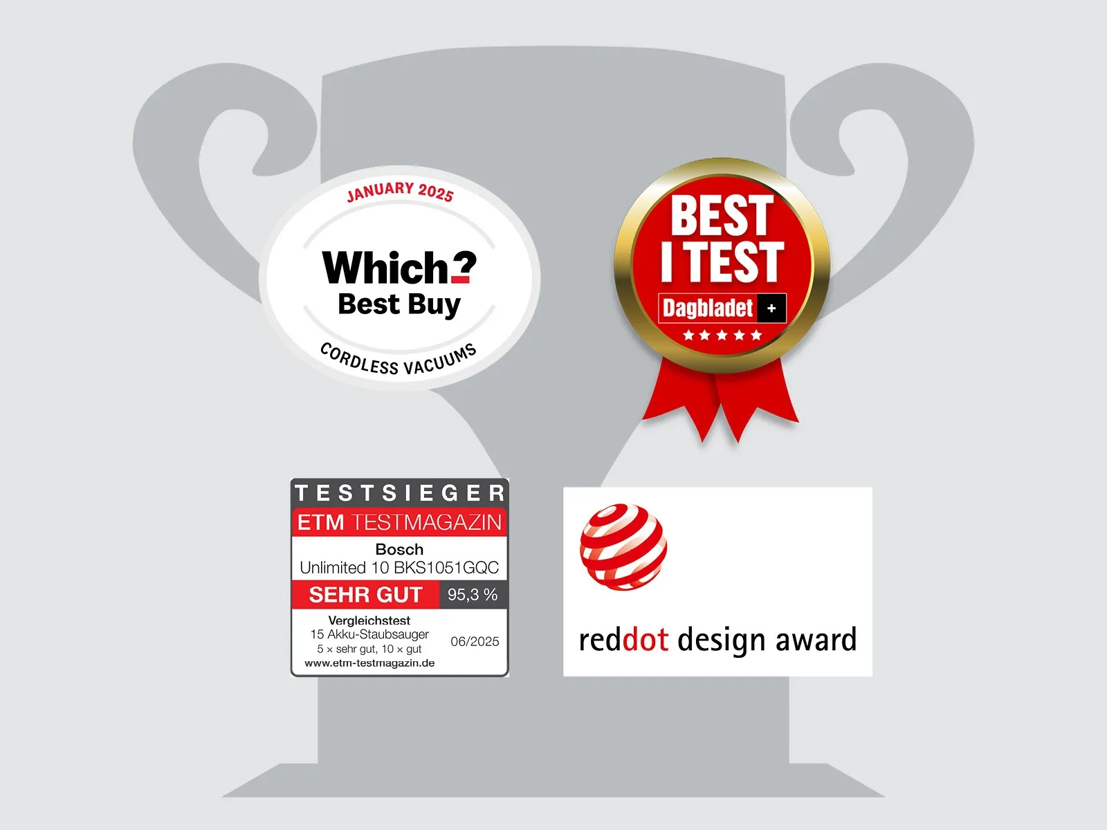 Колекция от лога на награди на графичен фон във формата на трофей.