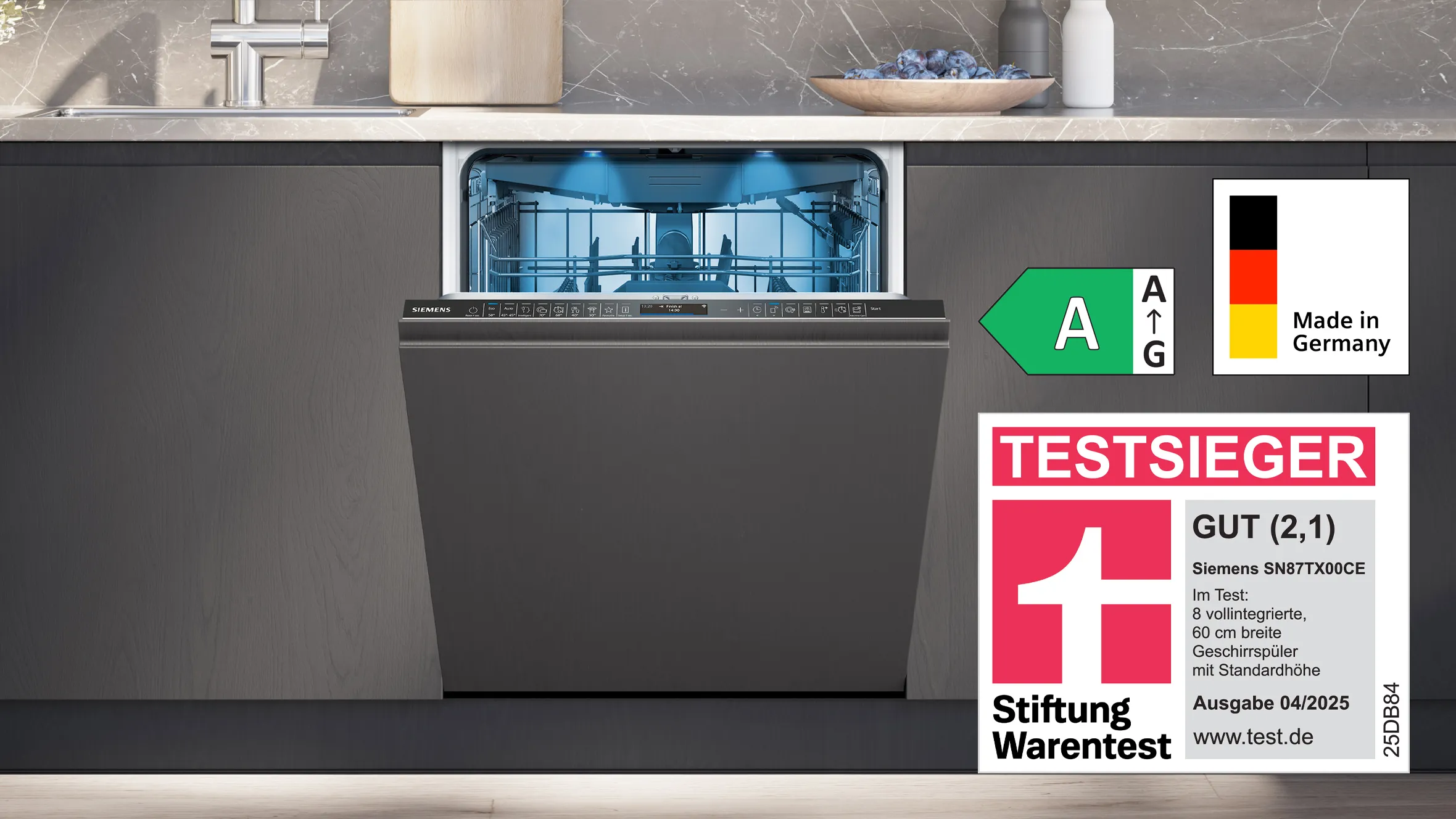 Stiftung Warentest Testsieger Vollintegrierter Geschirrspüler SN87TX00CE
