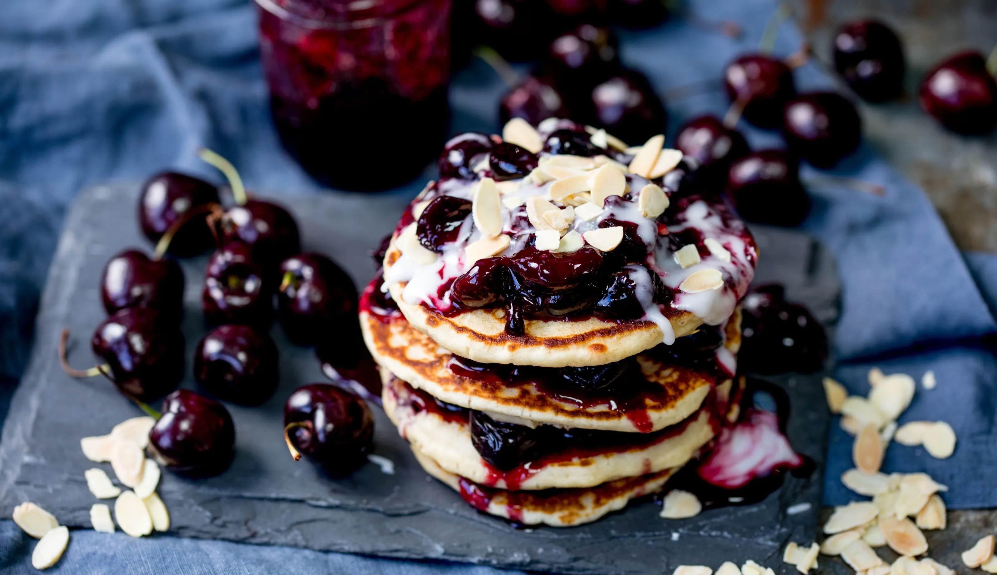 Cherry Bakewell Pancakes
