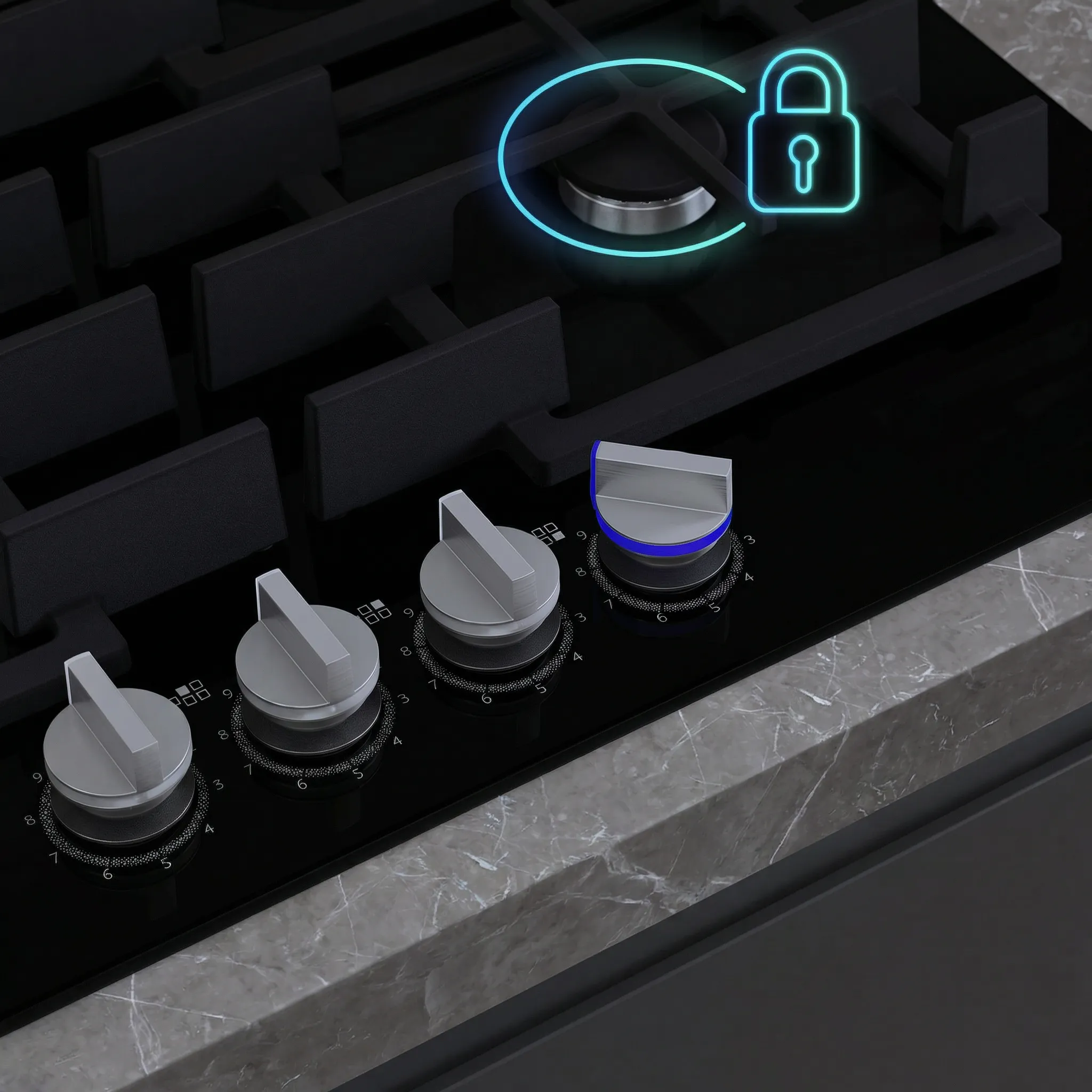 Gas Safety Lock: Instantly halts gas flow if the flame goes out, ensuring safety