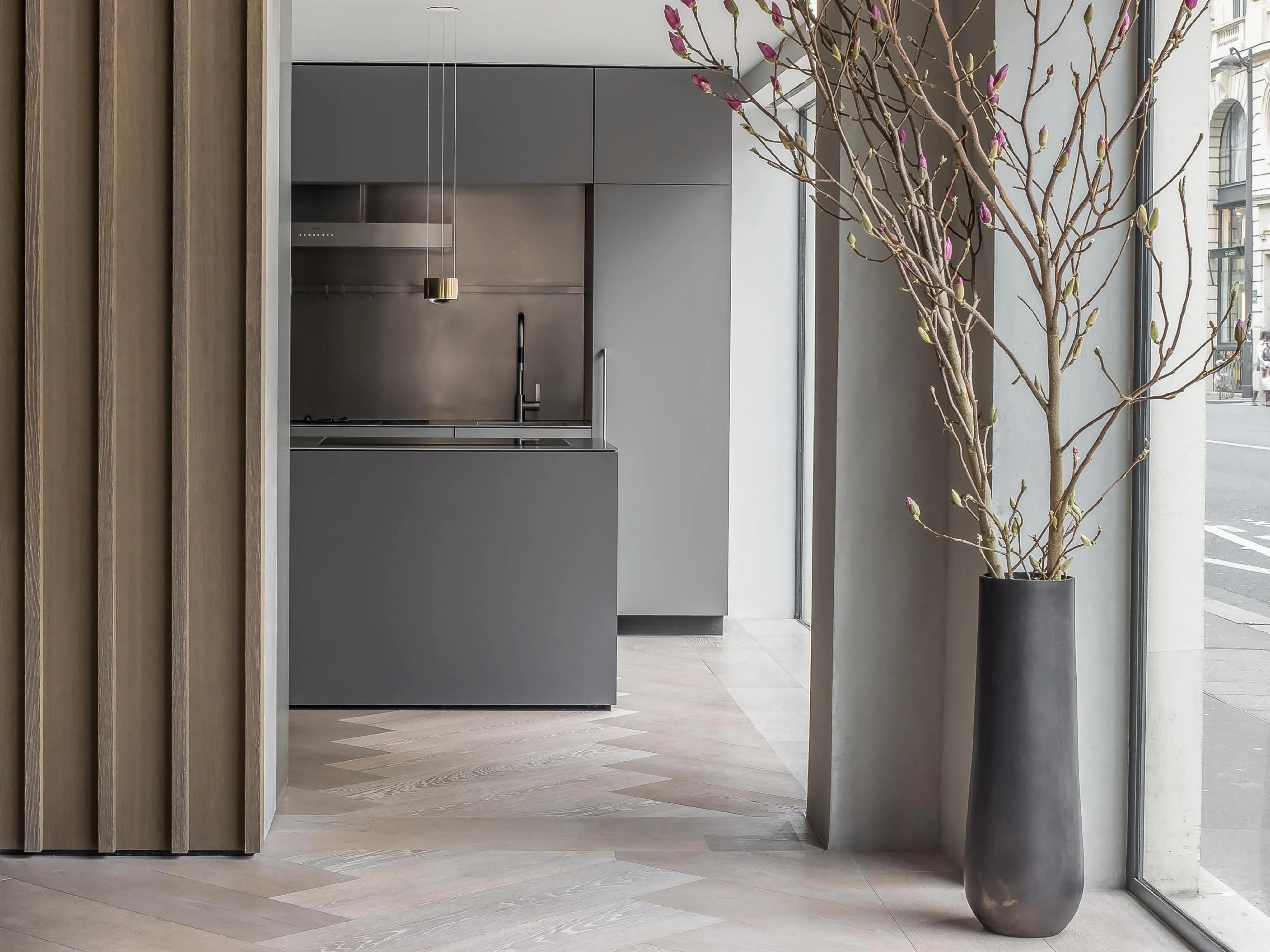 View inside luxury kitchen showroom