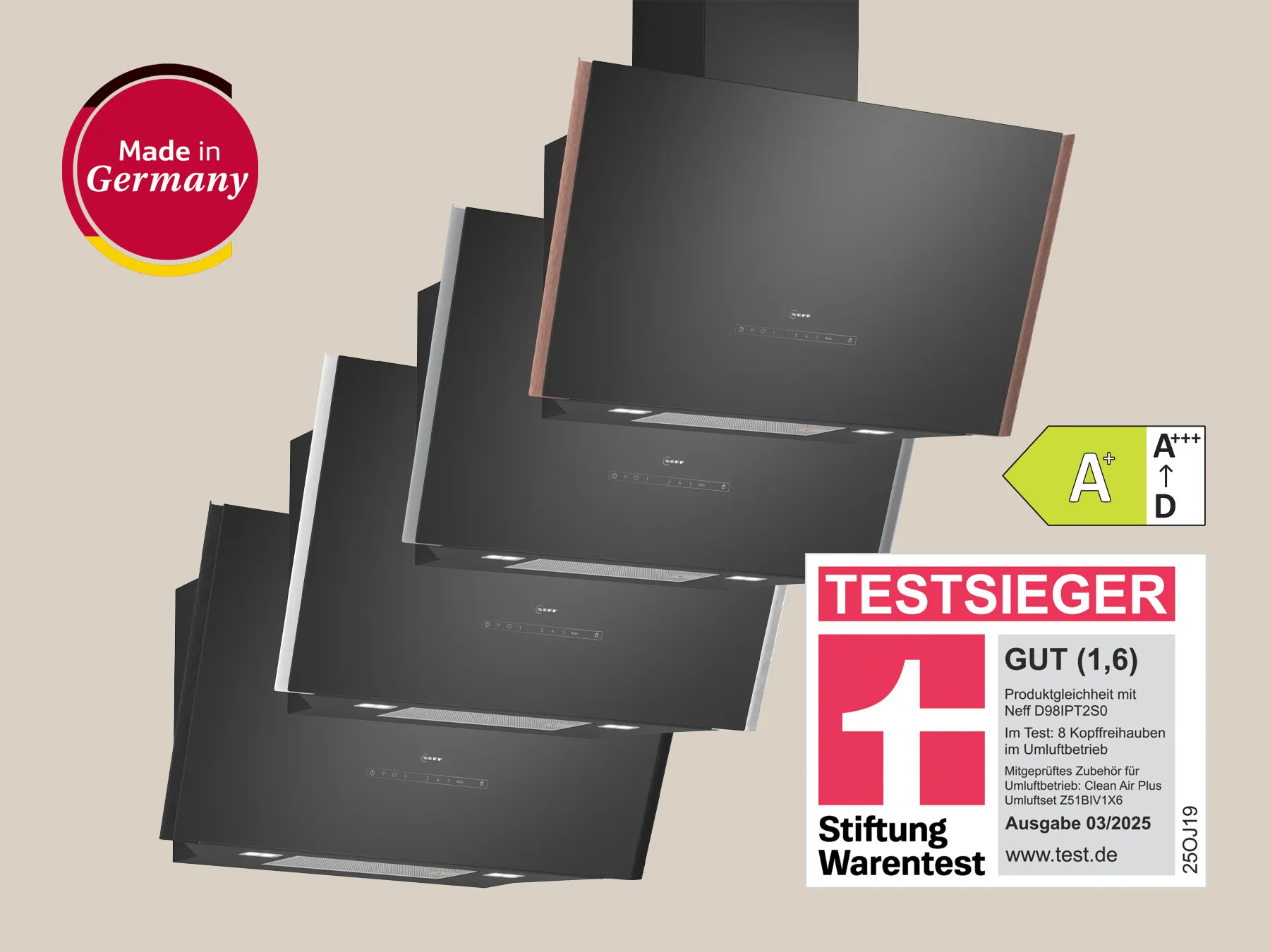 D98IPT2Y5 Wandesse, 90 cm, N90, Klarglas schwarz bedruckt