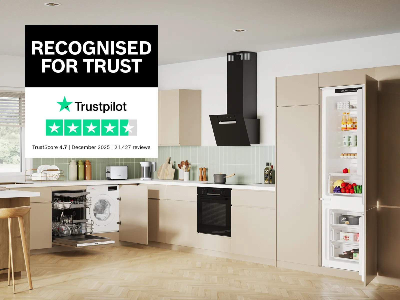 Bosch kitchen with Trustpilot overlay