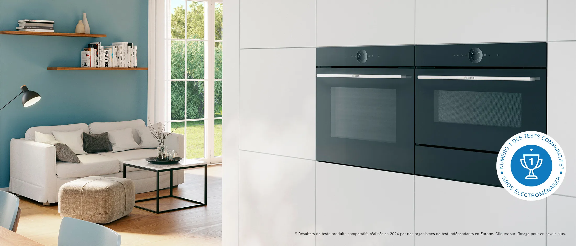 Un four et un micro-ondes dans un environnement moderne.