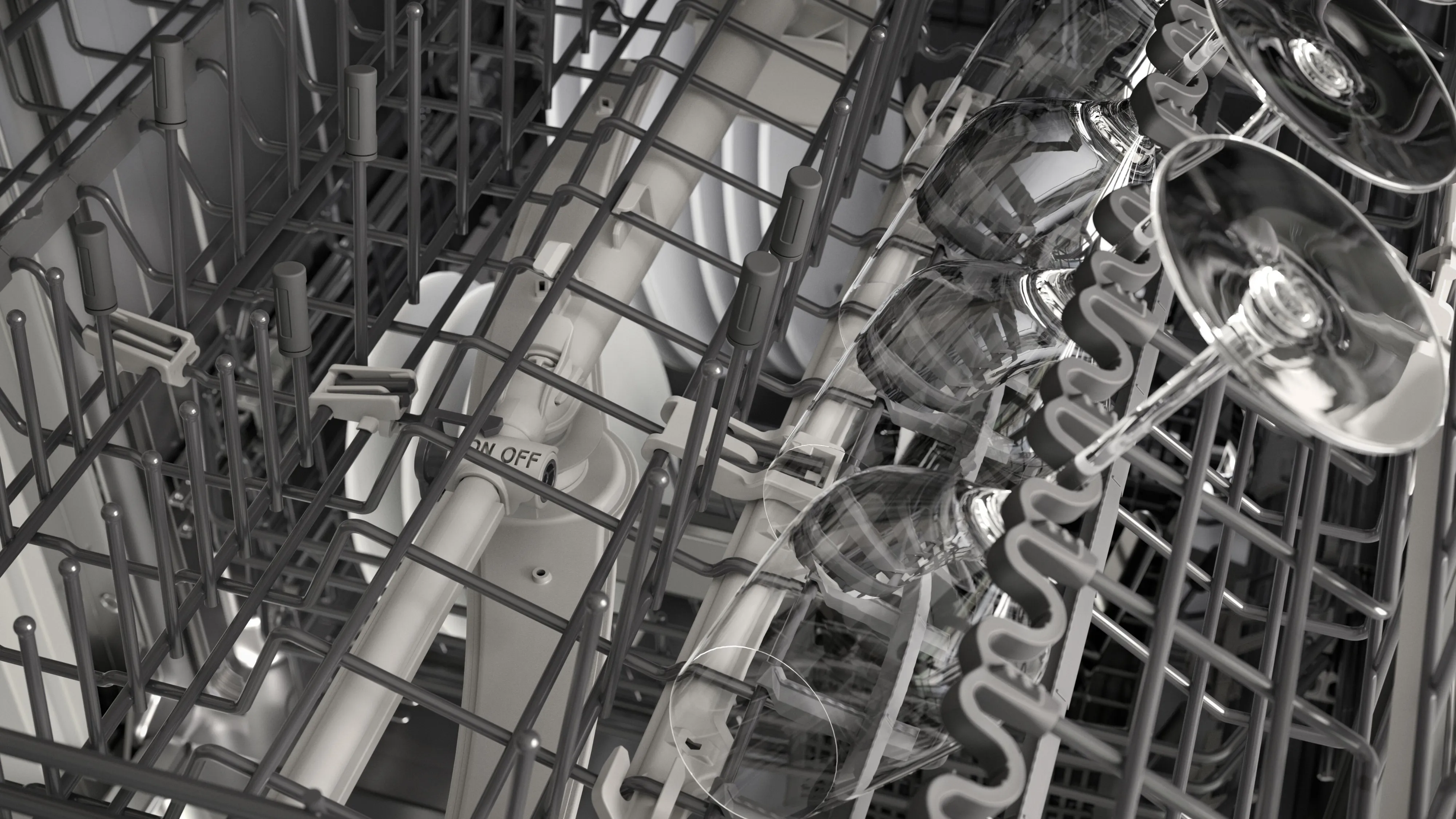 A close-up of the supplementary jets found in various Gaggenau 200 series dishwashers