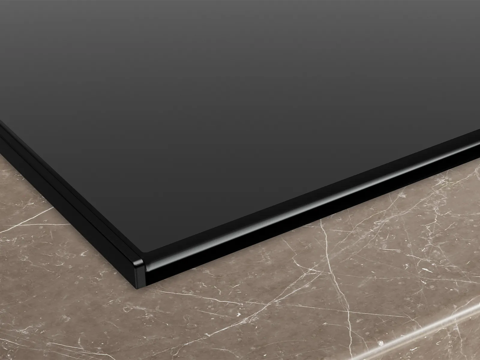 The slim black frame with rounded edges is a classic look in any kitchen.