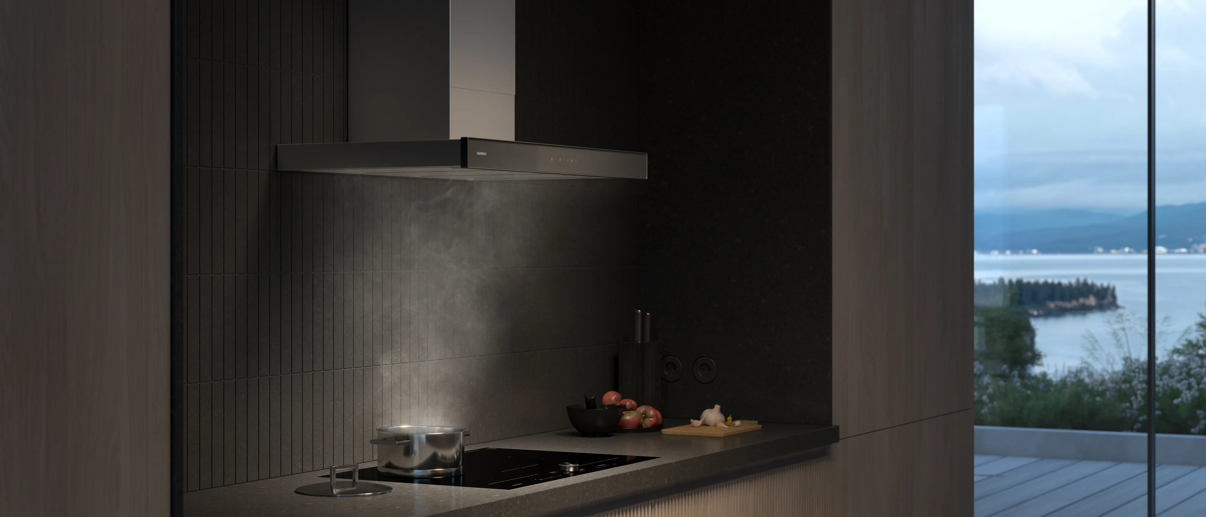 Gaggenau wall-mounted hood 200 series in a modern kitchen
