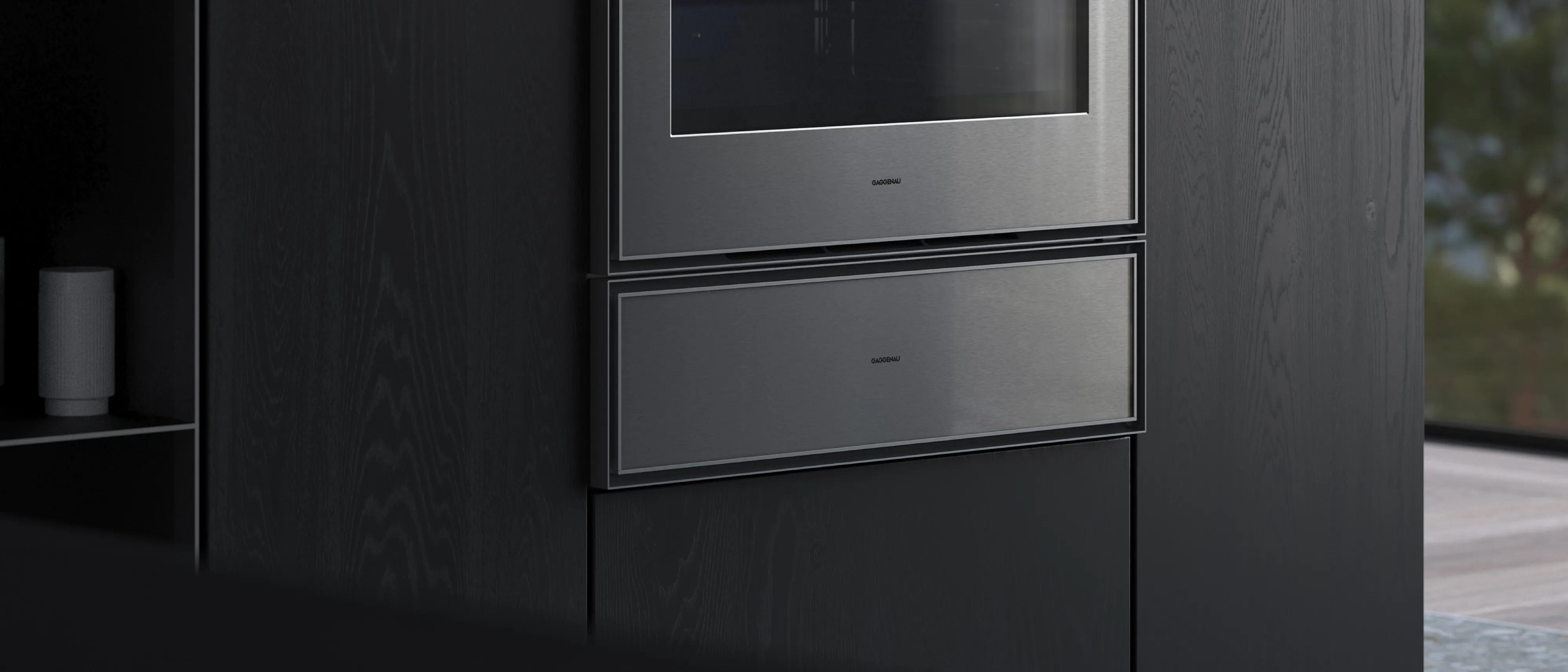 Close-up of a Gaggenau Expressive series culinary warming drawer