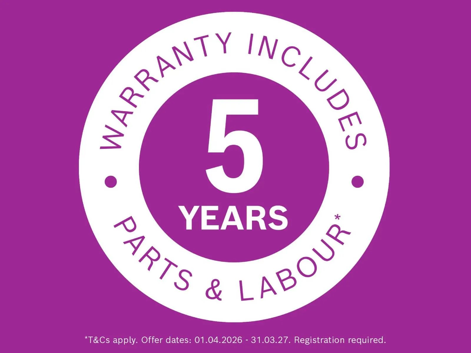 Bosch 5 year warranty home banner