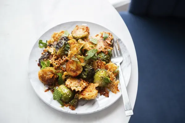 Steam Oven Crispy Parmesan Brussels Sprouts Bark