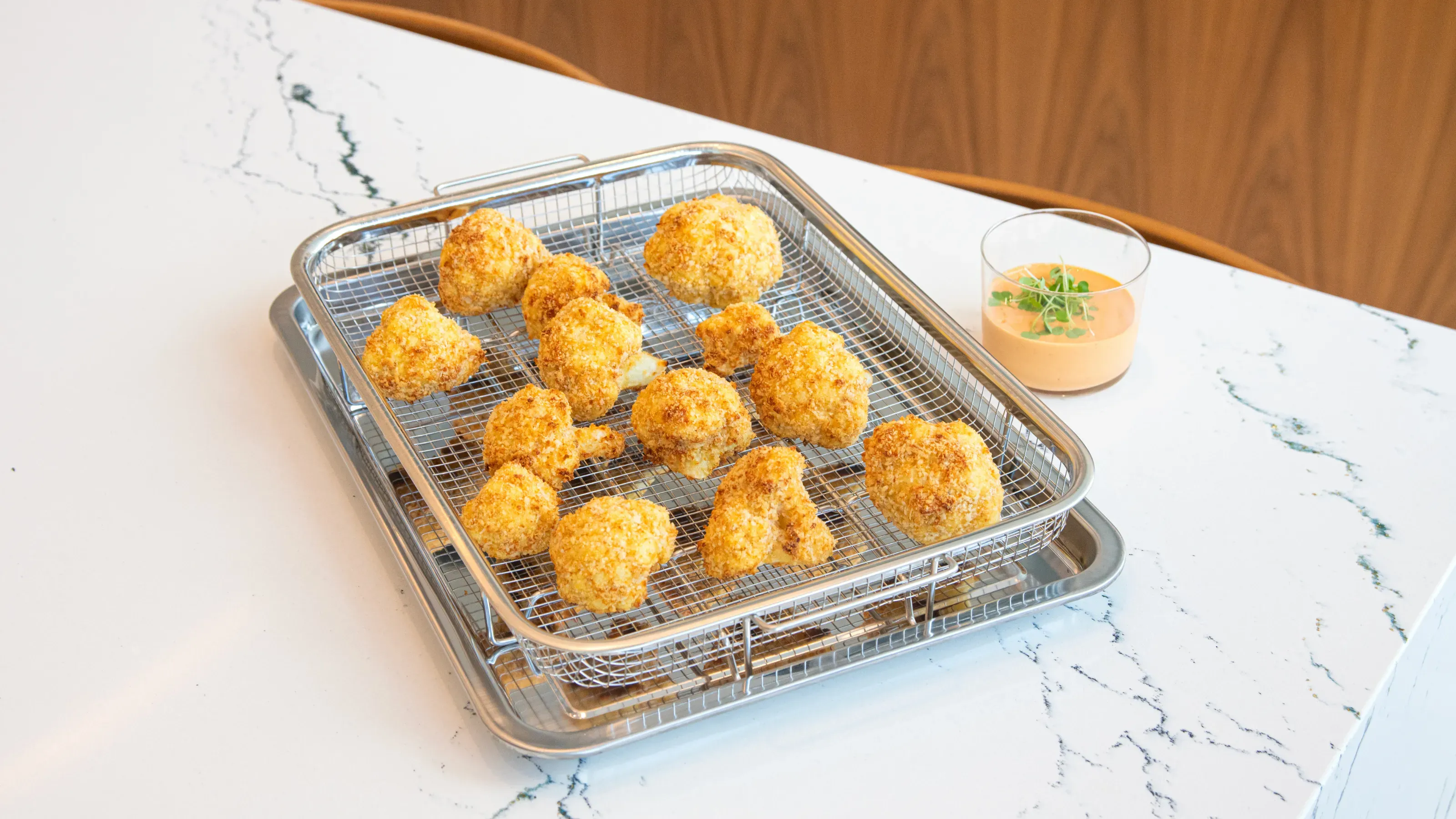 Crispy Cauliflower Bites with Spicy Honey Mustard Dip