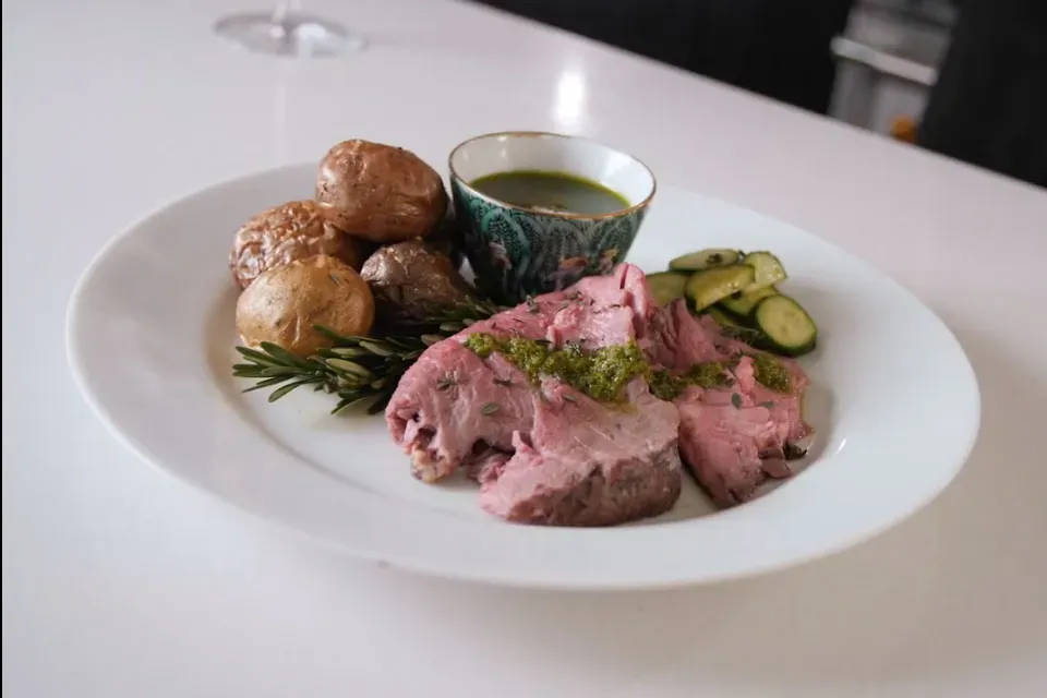 Leg of Lamb, Roasted Potatoes and Chimichurri Sauce