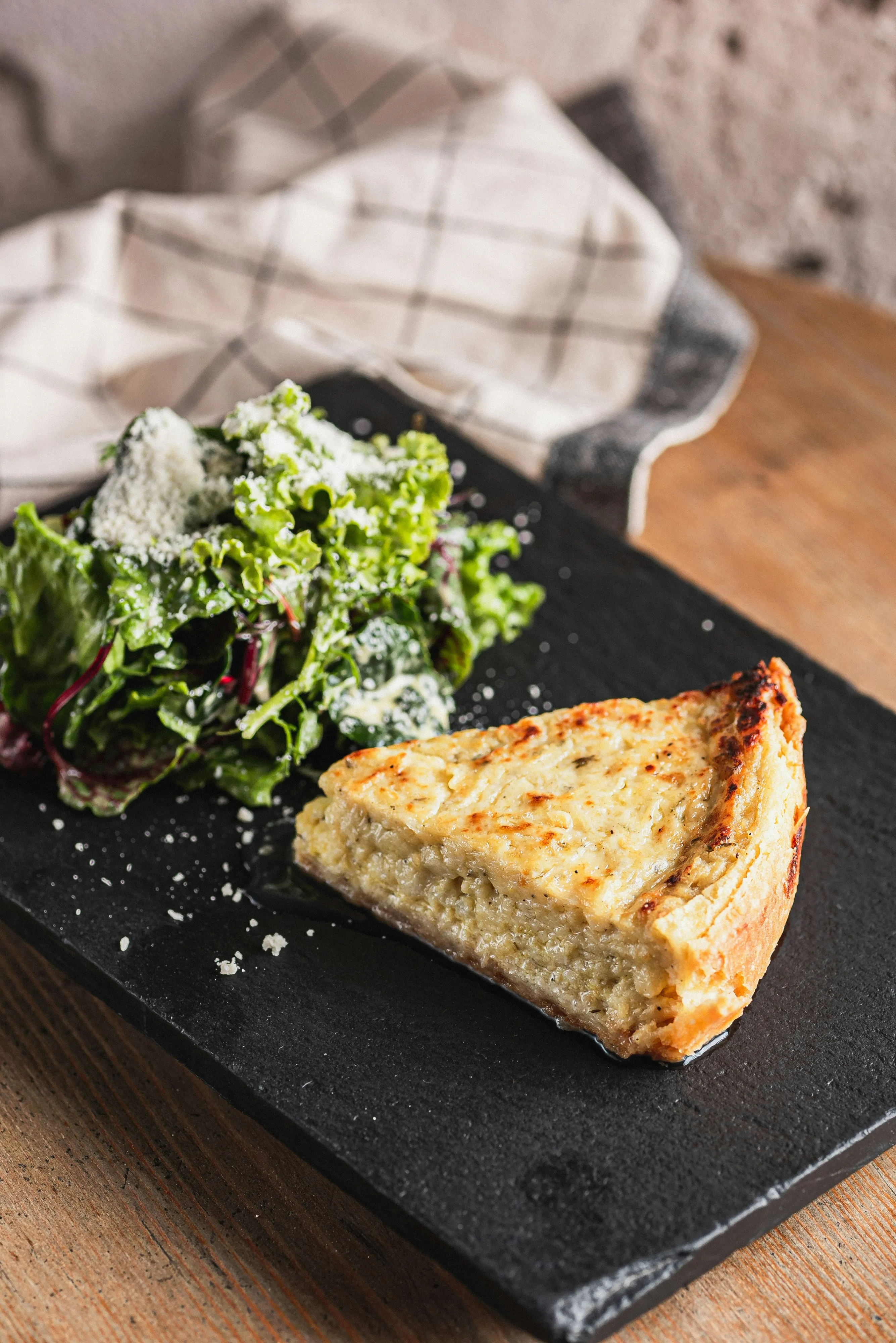 Grilled Leeks, Sunchoke Quiche
