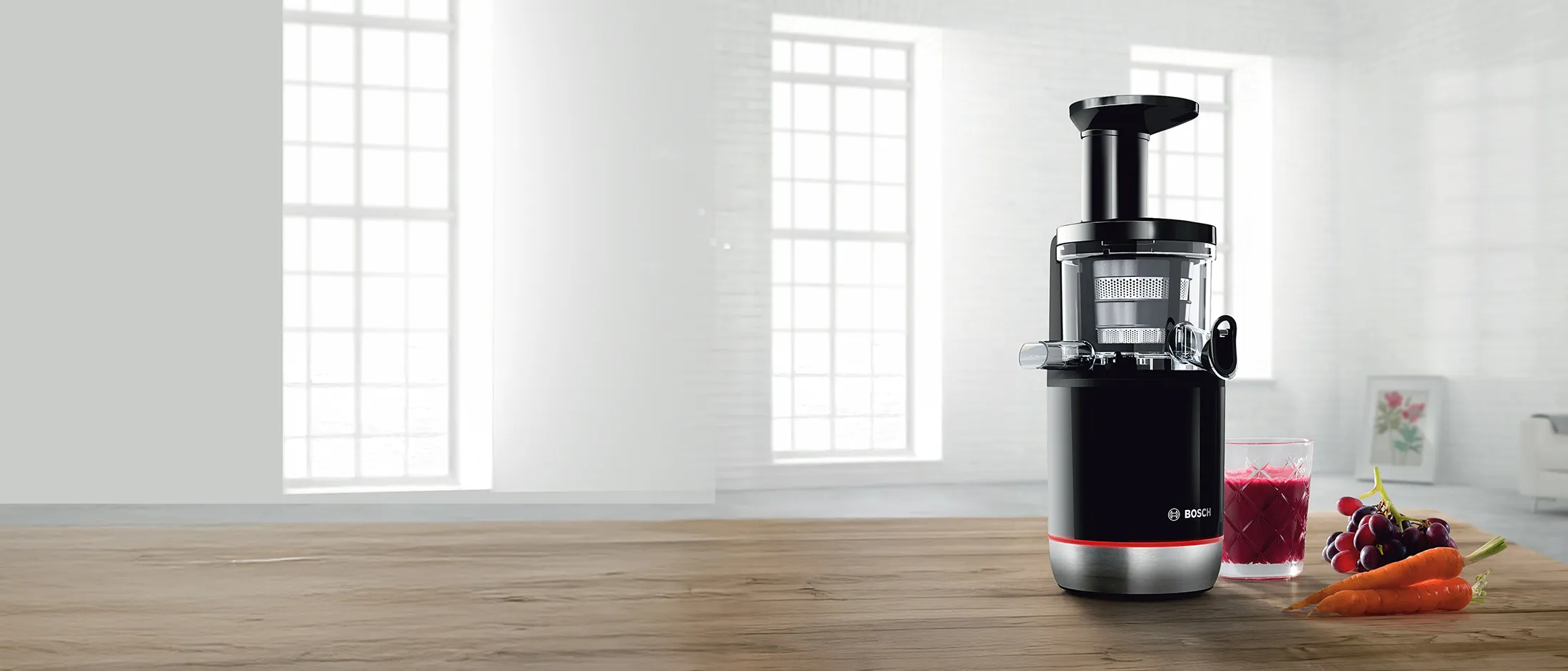 Bosch VitaExtract Slow Juicer on a kitchen worktop.