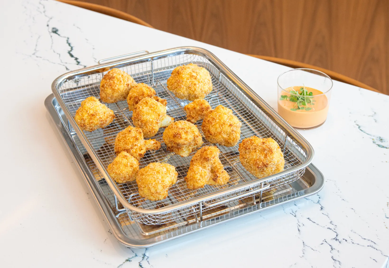 Crispy Cauliflower Bites with Spicy Honey Mustard Dip
