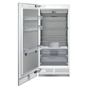 grey fridge with door open