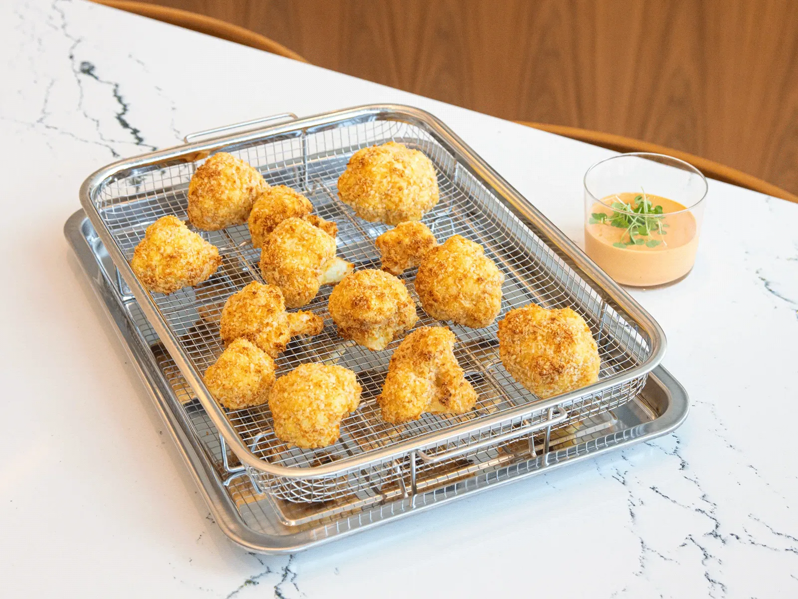 Crispy Cauliflower Bites with Spicy Honey Mustard Dip