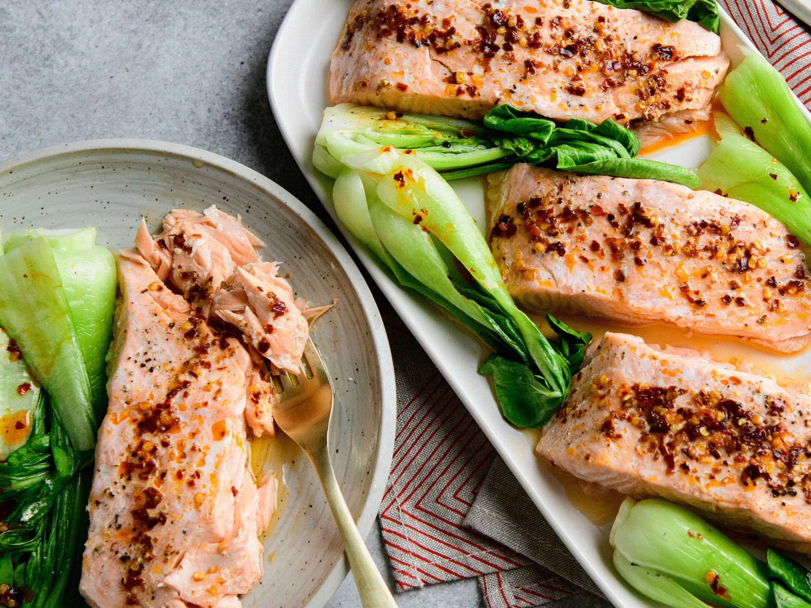 Chili Crunch Salmon with Bok Choy
