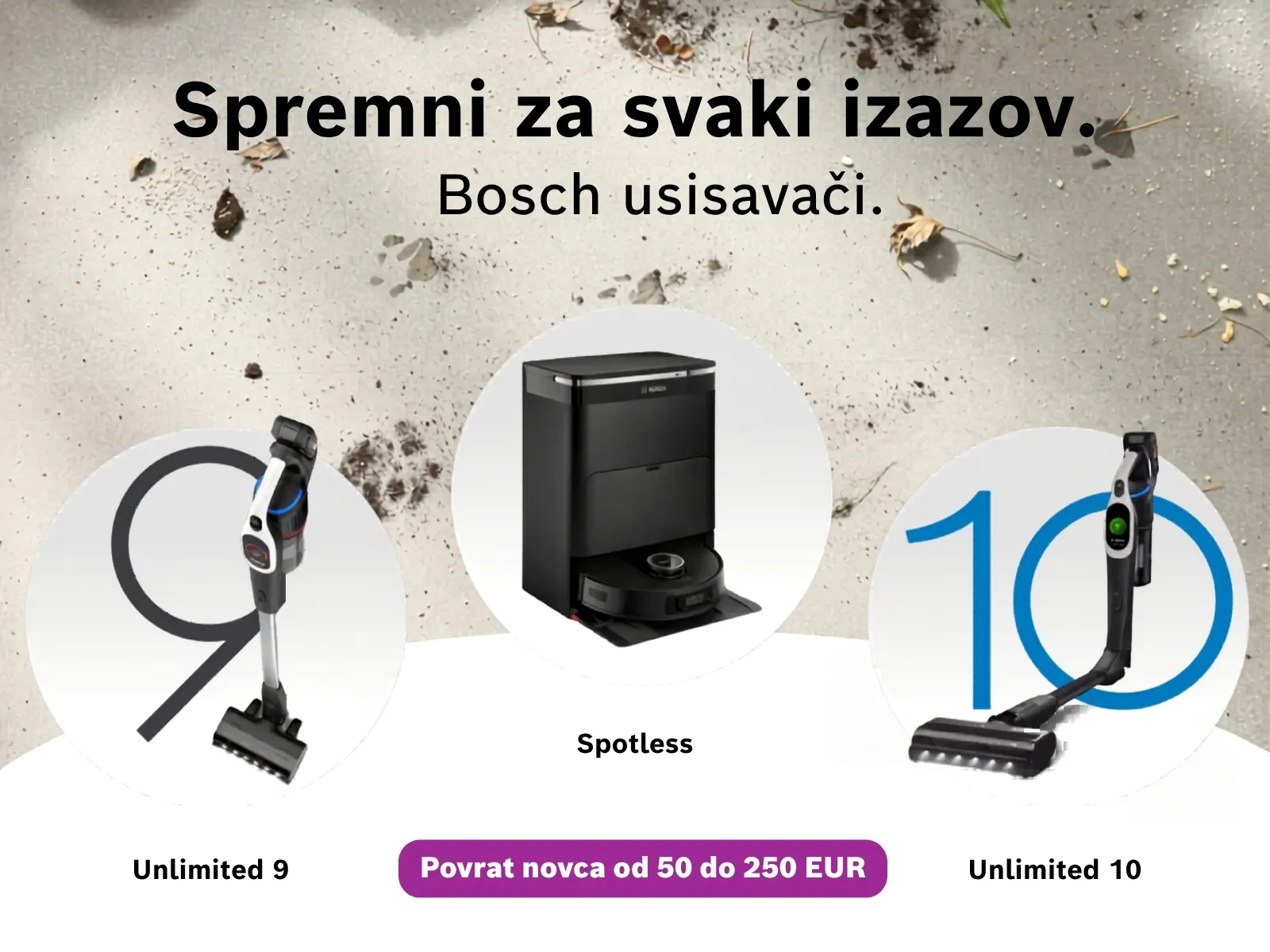 Bosch bežični usisavači za promociju kampanje cashbacka
