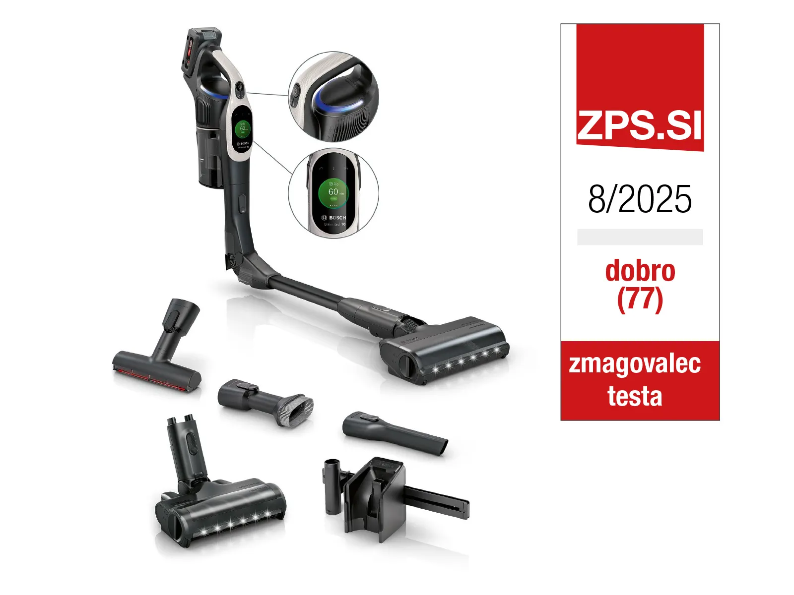 Zmagovalec testa ZPS Bosch BSS1041GHF Baterijski sesalnik Unlimited 10